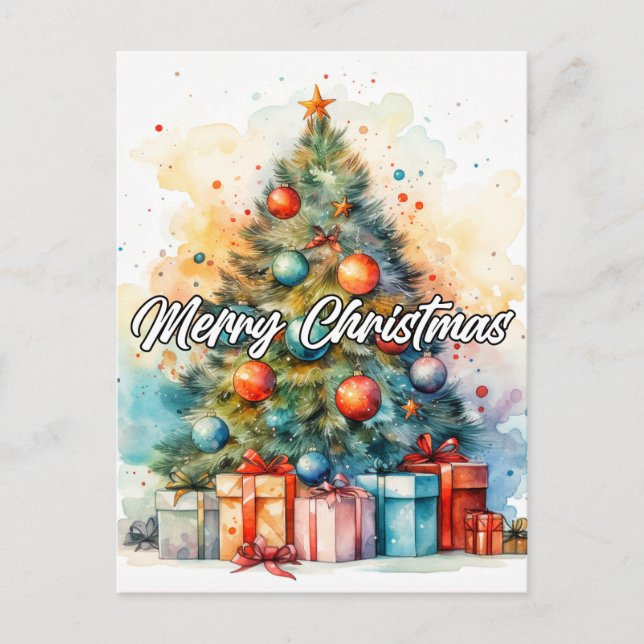 Beautiful Decorative Holiday Christmas Tree Postcard (Front)