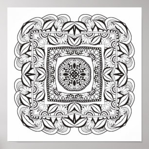 Beautiful Decorative  Square Doodle 2 Poster