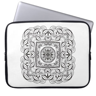 Beautiful Decorative Square Doodle Laptop Sleeve