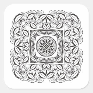 Beautiful Decorative  Square Doodle Square Sticker