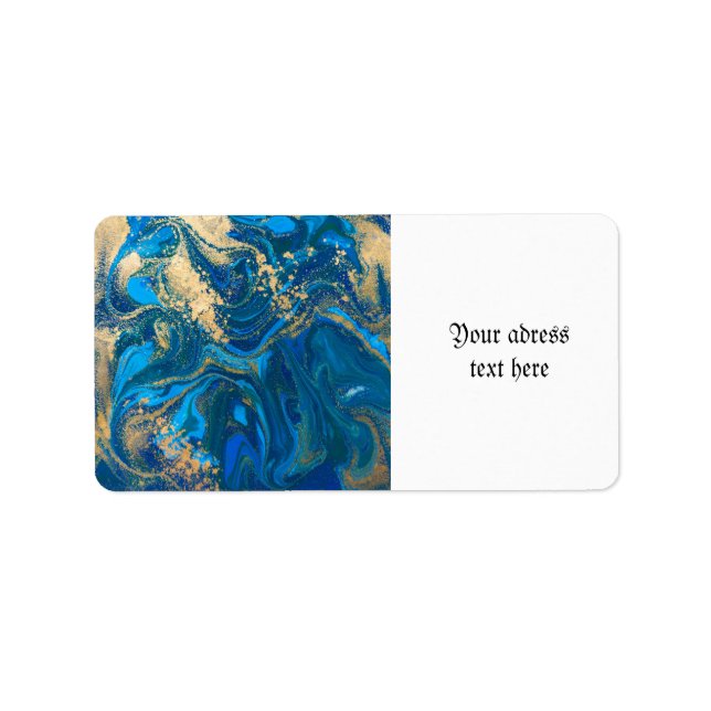 beautiful,deep blue marble,gold,digital photo label (Front)