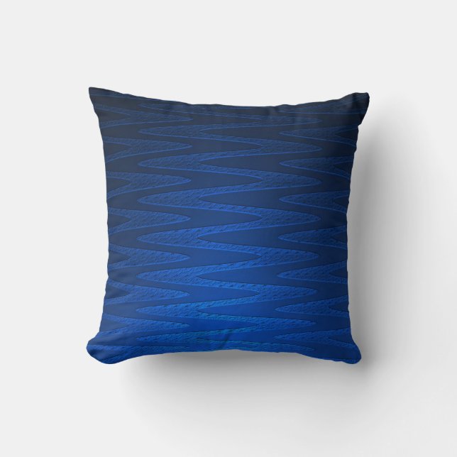 Beautiful Deep Blue Zigzag Pattern Throw Pillow (Front)