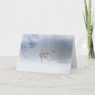 Beautiful Deer and Jay Christmas Card