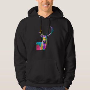 Beautiful Deer Head Colourful Stag Deer Antlers Hoodie