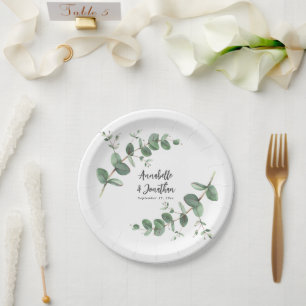 Beautiful delicate eucalyptus foliage wedding  pap paper plate