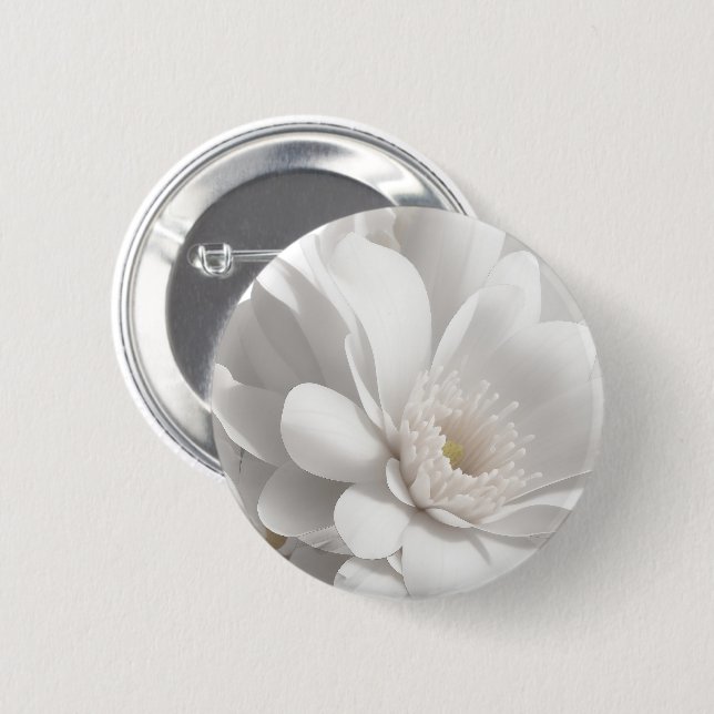 Beautiful Delicate White Flower 2 Inch Round Button (Front & Back)
