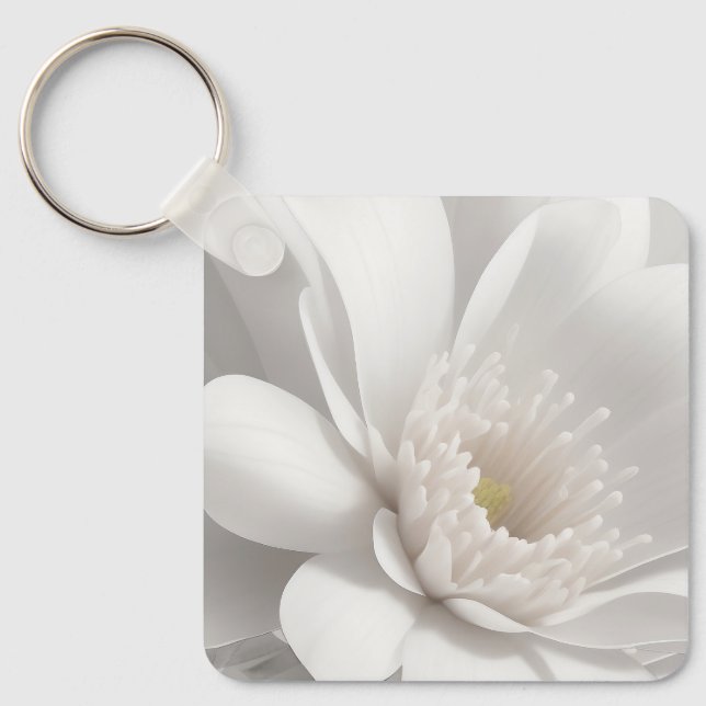 Beautiful Delicate White Flower Keychain (Front)