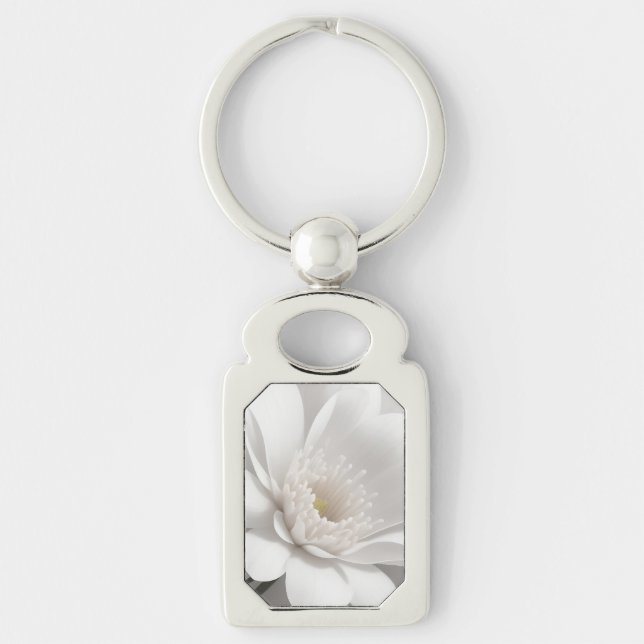 Beautiful Delicate White Flower Keychain (Front)