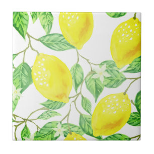 Beautiful design watercolor lemon tile