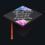 Beautiful Destinations | Watercolor Floral Graduation Cap Topper<br><div class="desc">Celebrate in style with this floral graduation cap topper! The inspirational quote on the topper says "Difficult roads often lead to beautiful destinations" in hand written modern script font. Customize this product by adding your name and your class year. There are watercolor hydrangea flowers in blue,  pink,  and purple.</div>