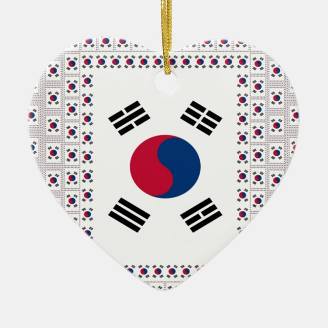 Beautiful Diagonal Korean Flag: An Infinite Art Ceramic Ornament (Front)
