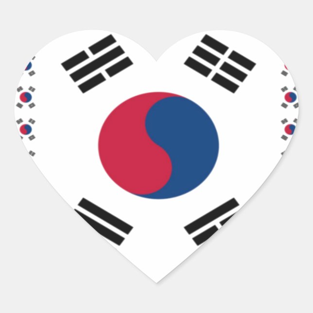 Beautiful Diagonal Korean Flag: An Infinite Art Heart Sticker (Front)