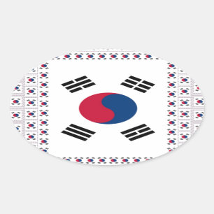 Beautiful Diagonal Korean Flag: An Infinite Art Oval Sticker