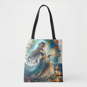 Beautiful Diwali Woman and Rangoli Tote Bag