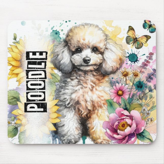 Beautiful Dog Breeds//Poodle Dog Mouse Pad (Front)