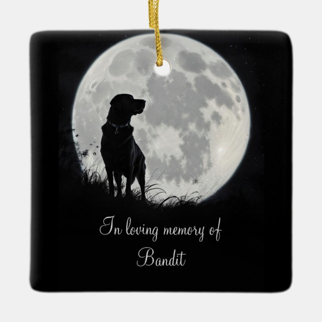 Beautiful Dog Memorial Custom Name Ceramic Ornament (Front)