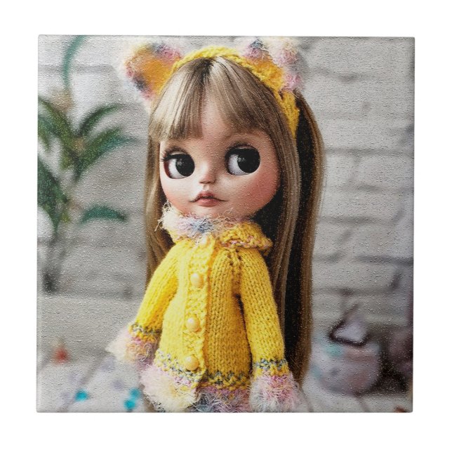 Beautiful doll Blythe big eyes fashion stylish fun Tile (Front)