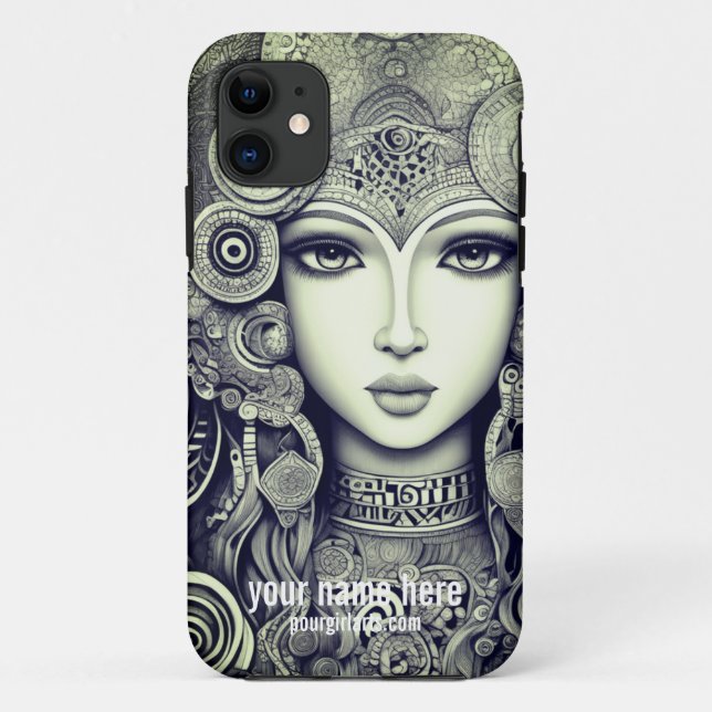 beautiful doll face illustration, black white  Case-Mate iPhone case (Back)