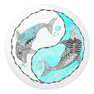 Beautiful Dolphin Door Knob - Ceramic
