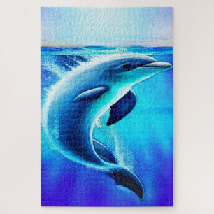 Beautiful Dolphin in Ocean Art Jigsaw Puzzle