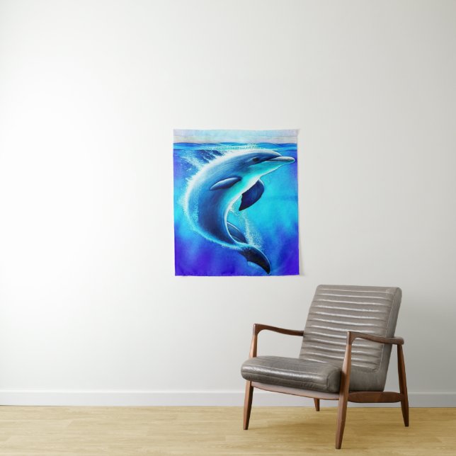 Beautiful Dolphin in Ocean Art Tapestry (In Situ)
