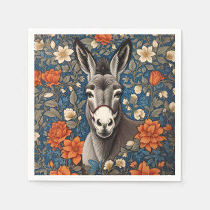 Beautiful Donkey Face Elegant Floral Napkin