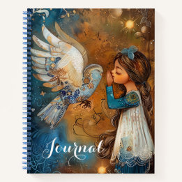 Beautiful Dove Whisper with Young Girl Notebook