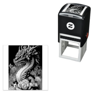Beautiful Dragon and Flowers Self-inking Stamp
