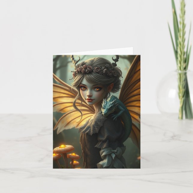 Beautiful Dragon Fairy Portrait Card (Front)