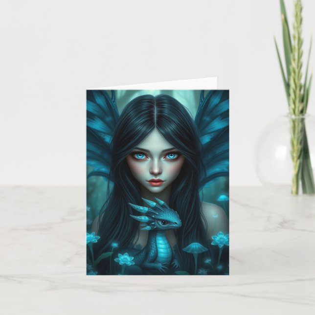 Beautiful Dragon Fairy Portrait Card (Front)