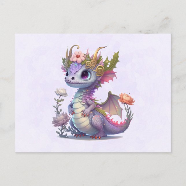 Beautiful Dragon with Elegant Crown Postcard (Front)