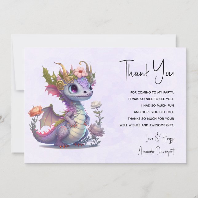 Beautiful Dragon with Elegant Crown Thank You Card (Front)