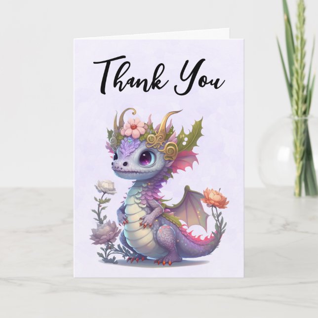 Beautiful Dragon with Elegant Crown Thank You Card (Front)