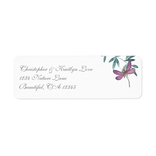 Beautiful Dragonfly and Garden Greenery Address (Front)
