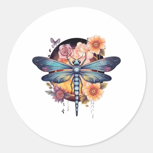 Beautiful Dragonfly Classic Round Sticker (Front)