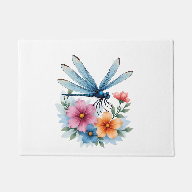 Beautiful Dragonfly Watercolor Art Insect Lover Ea Doormat (Front)