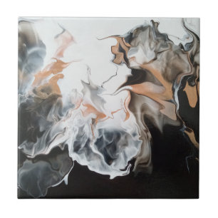 Beautiful, dramatic, black/gold abstract art tile