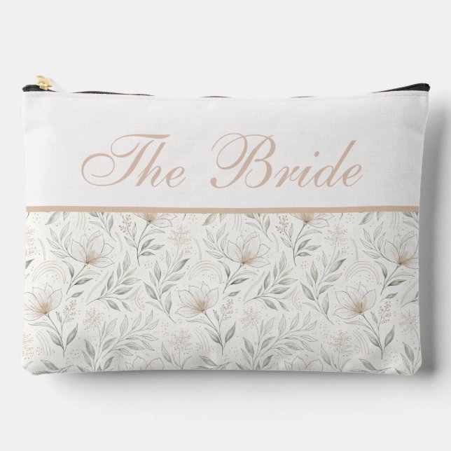 Beautiful Drawn Flowers in Neutral Colours Accessory Pouch (Front)