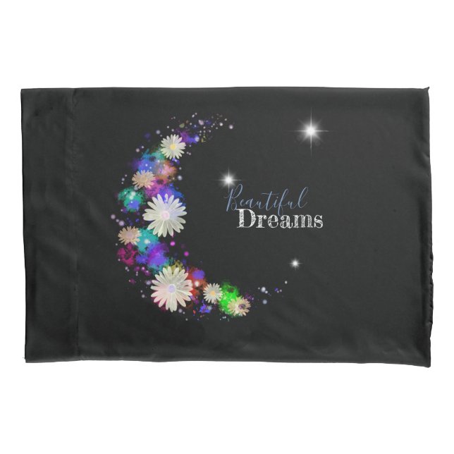 Beautiful dreams modern daisies watercolor swirls pillowcase (Front)