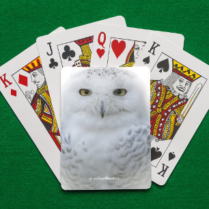 Beautiful, Dreamy and Serene Snowy Owl Playing Cards