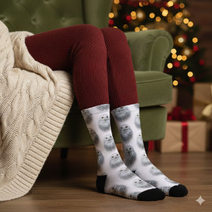 Beautiful, Dreamy and Serene Snowy Owl Socks