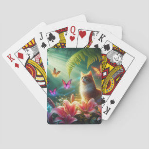 Beautiful dreamy butterflies & Cat Playing Cards