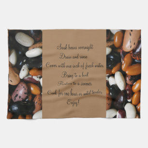 Beautiful dry beans, home cooking recipe kitchen towel