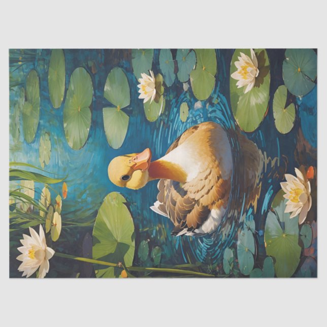 Beautiful Duck At The Pond Decoupage Tissue Paper (Front)