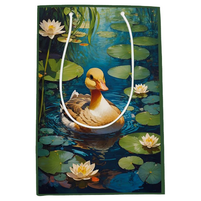 Beautiful Duck At The Pond Medium Gift Bag (Front)