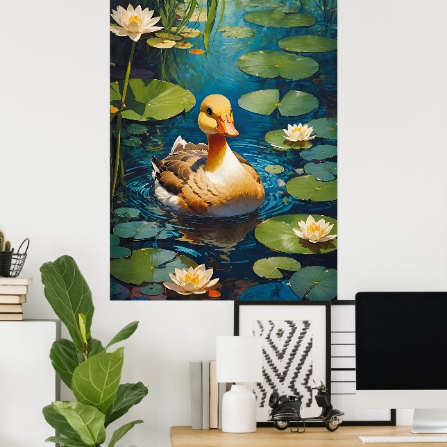 Beautiful Duck At The Pond Poster (Home Office)