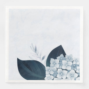 Beautiful dusty blue hydrangea navy leaves napkin