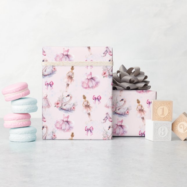 Beautiful Dusty Pink Ballerina Wrapping Paper (Baby Shower)