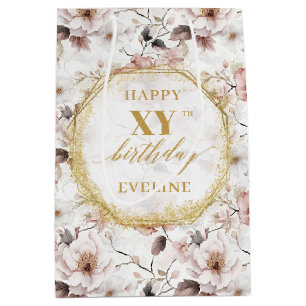 Beautiful Dusty Pink Boho Gold Birthday Gift Bag  