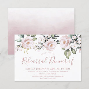 Beautiful Dusty Rose Blush Pink Rehearsal Dinner Invitation
